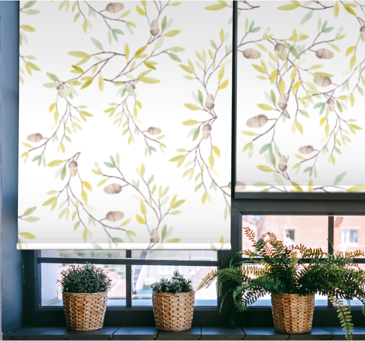 Estor estampado floral salón floral patrón hojas acuarela - TenVinilo