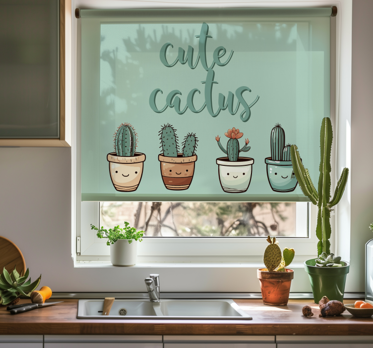 Estor enrollable cocina lindo cactus - TenVinilo