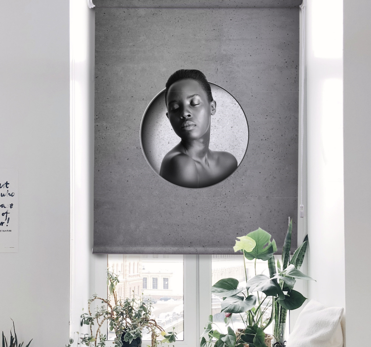 Estor enrollable salón efecto hormigón personalizado - TenVinilo