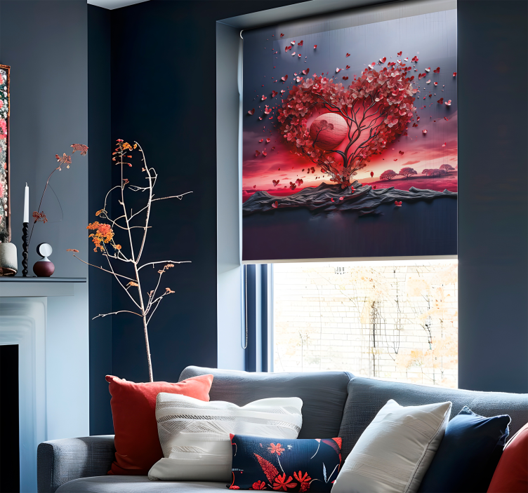 Estor enrollable original -  Romántico árbol del corazón - TenVinilo