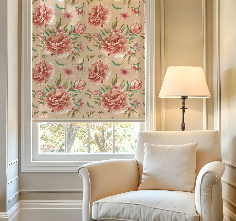 Estor original salón romántico patrón flores - TenVinilo