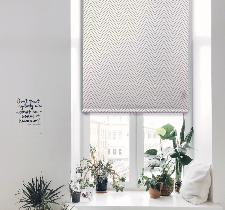 Estor enrollable salón nórdico de líneas grises - TenVinilo