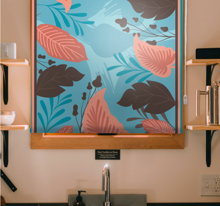 Estores enrollable flores arreglo floral con hojas - TenVinilo