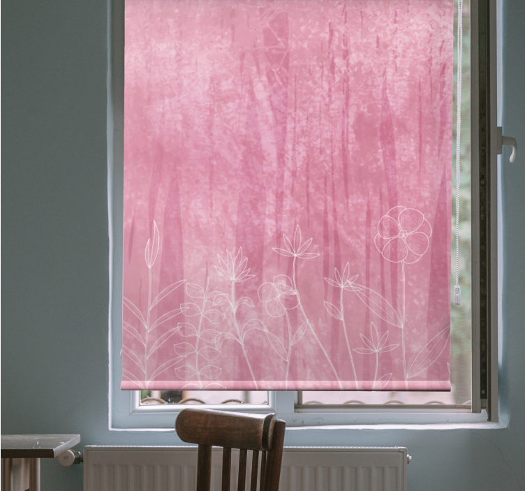 Estores enrollable flores diseño de silueta floral - TenVinilo