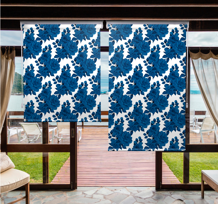 Estores enrollable flores motivo de flor azul - TenVinilo