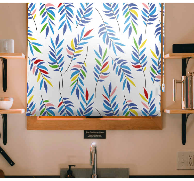 Estores enrollable flores patrón de hojas coloridas - TenVinilo
