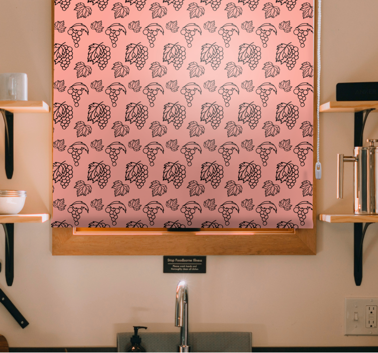 Estores enrollable frutas patrón de uvas y hojas - TenVinilo