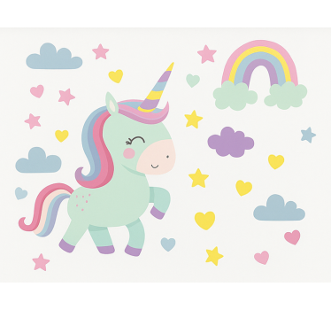 Estor enrollable infantil diseño de unicornio colorido - TenVinilo