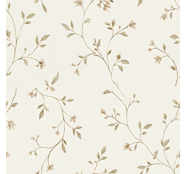 Estor enrollable salón fondo blanco con flores - TenVinilo