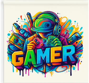Estor enrollable gamer jugador encerrado - TenVinilo