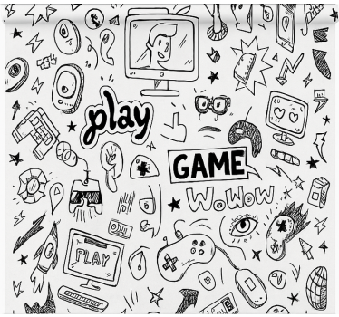 Estor enrollable gamer diseño de juego en blanco y negro - TenVinilo