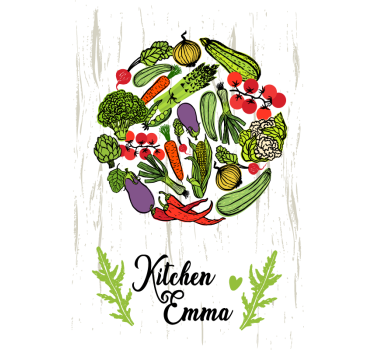 Estor enrollable cocina original con nombre y verduras - TenVinilo