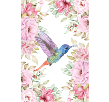 Estores enrollable flores colibrí entre rosas - TenVinilo