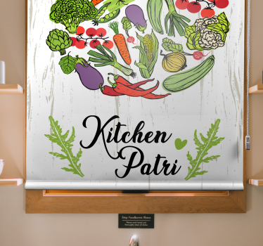 Estor enrollable cocina original con nombre y verduras - TenVinilo