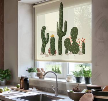 Estor enrollable cocina cactus plantas grandes - TenVinilo