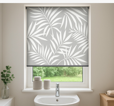 Estor enrollable baño hojas grises y elegantes - TenVinilo