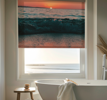 Estor enrollable baño puesta de sol en una playa - TenVinilo