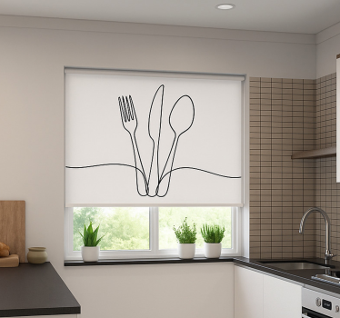 Estor enrollable cocina líneas elegantes de utensilios - TenVinilo