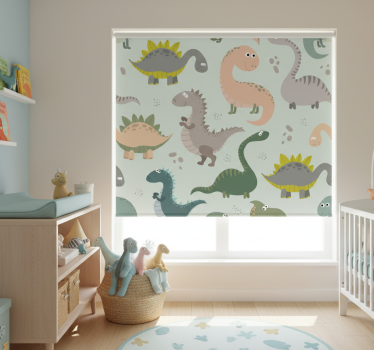 Estor enrollable infantil dinosaurios sonrientes - TenVinilo