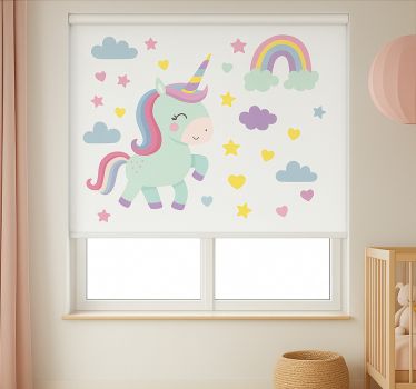 Estor enrollable infantil diseño de unicornio colorido - TenVinilo