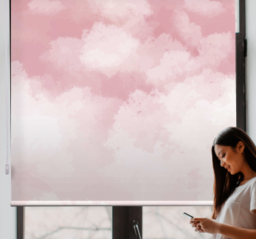 Estor enrollable nubes rosa acuarela suave - TenVinilo