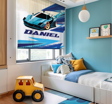 Estor habitación infantil personalizable coche carreras - TenVinilo