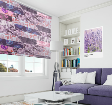 Estor estampado floral collage lila - TenVinilo
