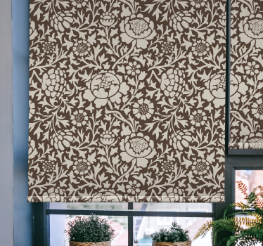 Estor estampado floral vintage marrón - TenVinilo