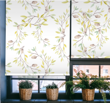 Estor estampado floral salón floral patrón hojas acuarela - TenVinilo