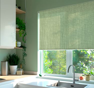 Estor enrollable verde efecto lino - TenVinilo