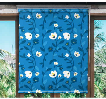 Estor enrollable flores tema azul ascendente - TenVinilo