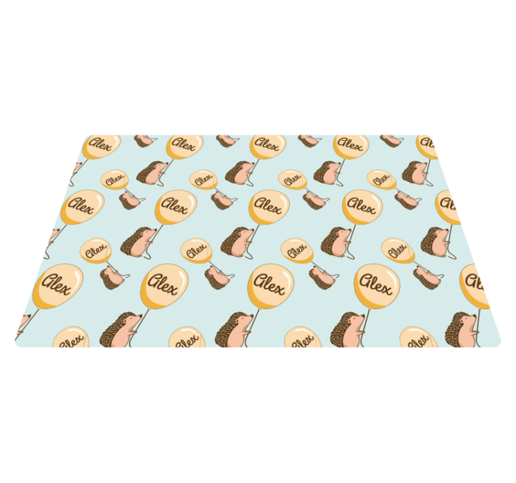 Mantel individual infantil erizo con globos con nombre - TenVinilo