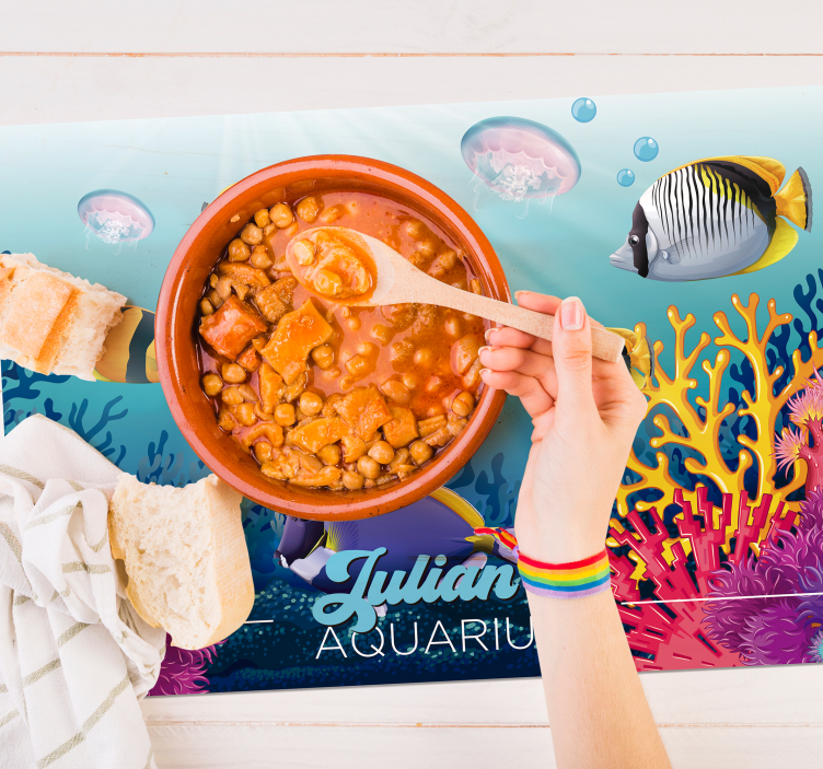 Mantel individual acuífero de peces con nombre - TenVinilo