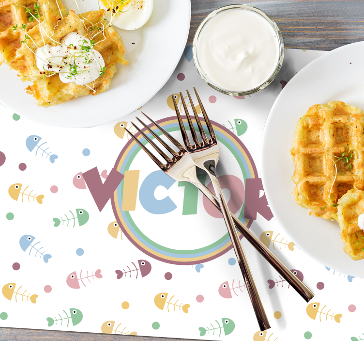 Mantel individual espinas coloridas con nombre  - TenVinilo