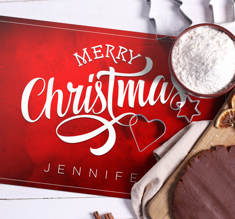 Mantel individual rojo Feliz navidad texto - TenVinilo