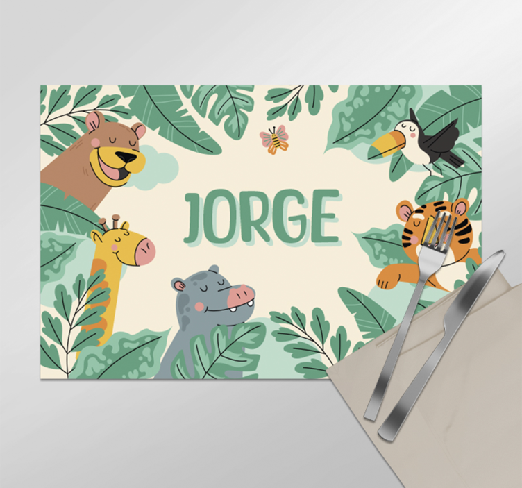 Mantel animales de la selva personalizable - TenVinilo
