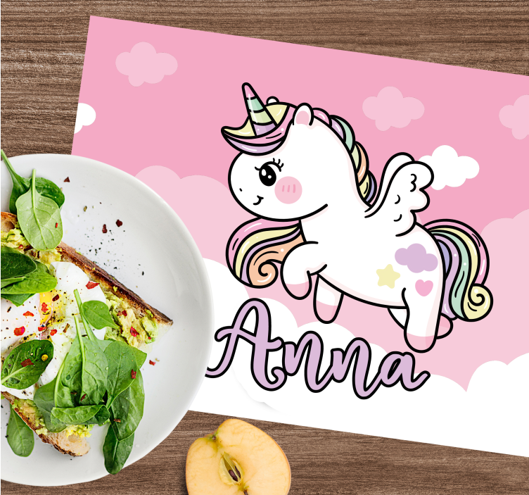 Mantel individual personalizable Unicornio mágico rosa - TenVinilo
