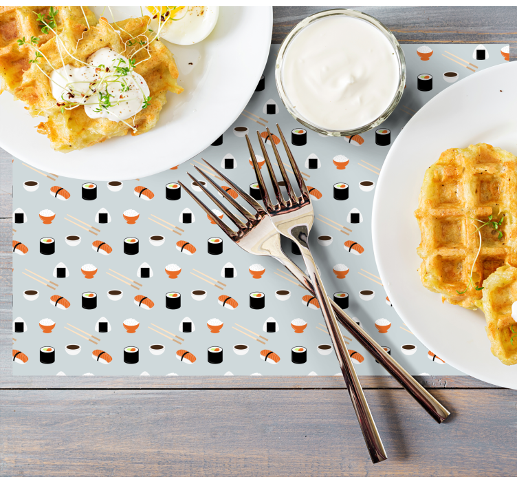 Lindos manteles individuales de vinilo de sushi - TenVinilo