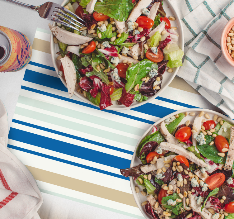 Mantel individual a rayas estilo mediterráneo - TenVinilo