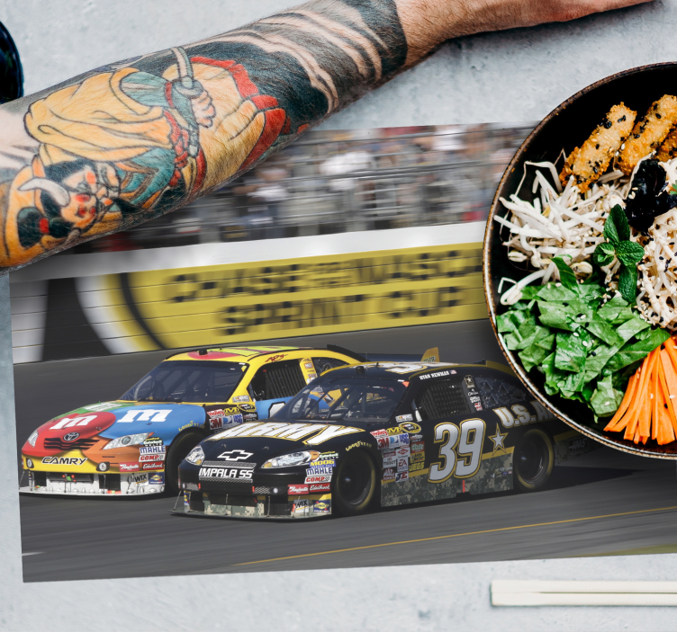 Mantel individual casa acción de coches de carreras - TenVinilo