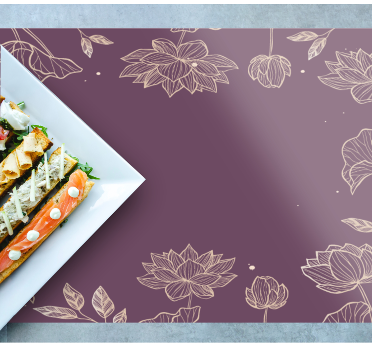 Mantel individual elegante patrón floral de loto - TenVinilo