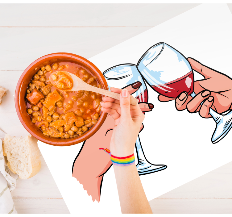 Mantel individual frases copas de brindis - TenVinilo