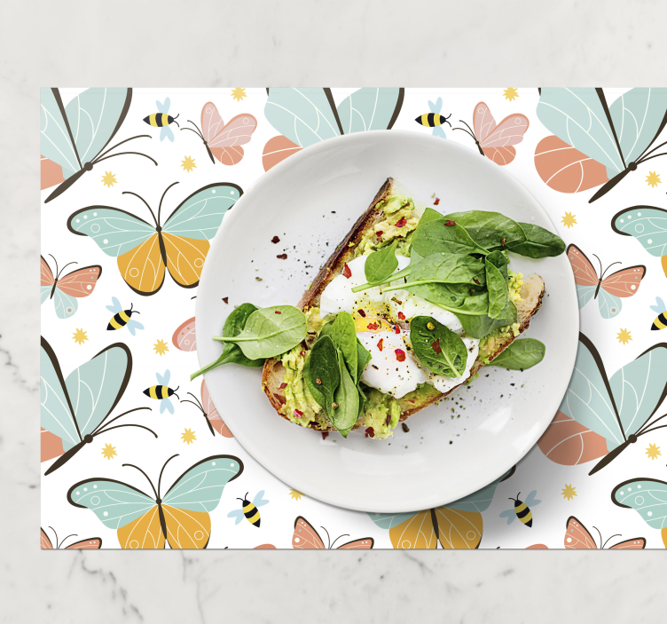 Mantel individual frases delicia del patrón mariposa - TenVinilo