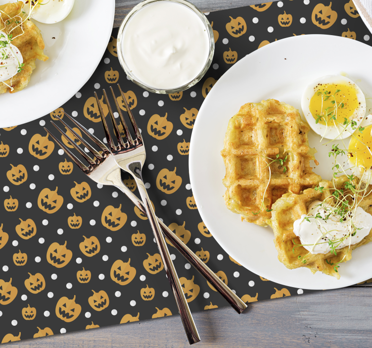 Mantel individual halloween con diseño de calabazas - TenVinilo