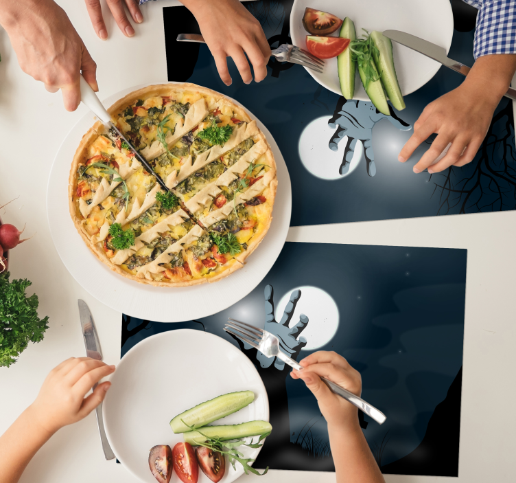 Mantel individual halloween escena de cementerio tenebroso - TenVinilo