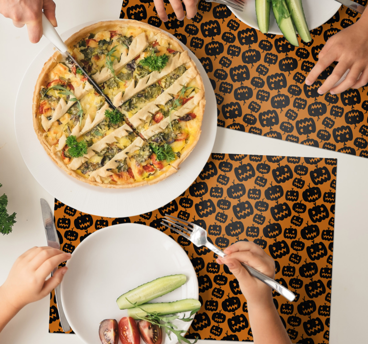 Mantel individual halloween patrón de calabazas terroríficas - TenVinilo