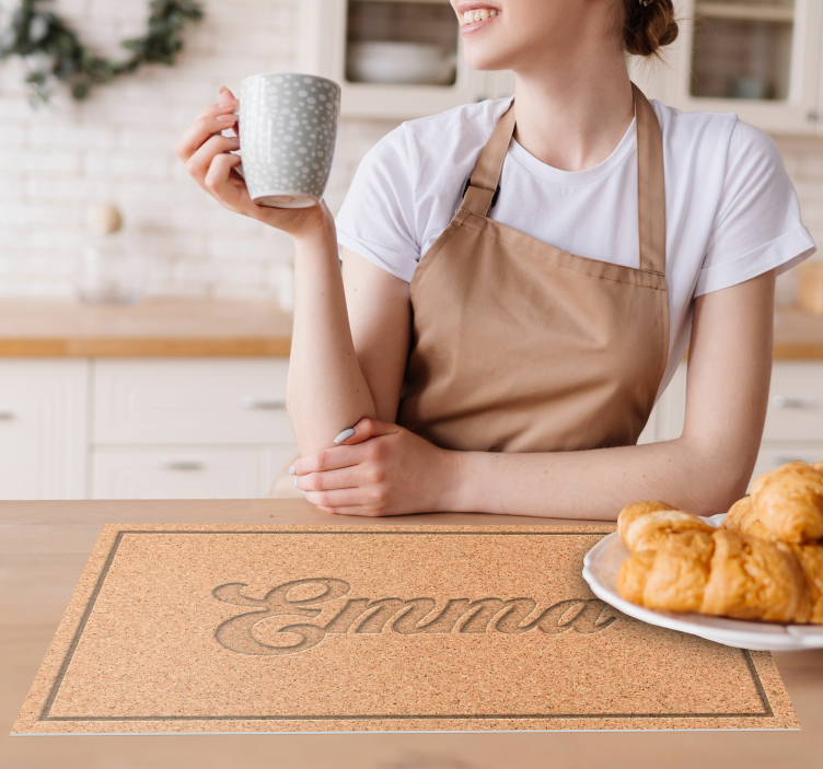 Mantel individual textura corcho con nombre - TenVinilo