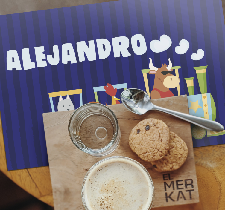 Mantel individual infantil animales del tren colorido - TenVinilo