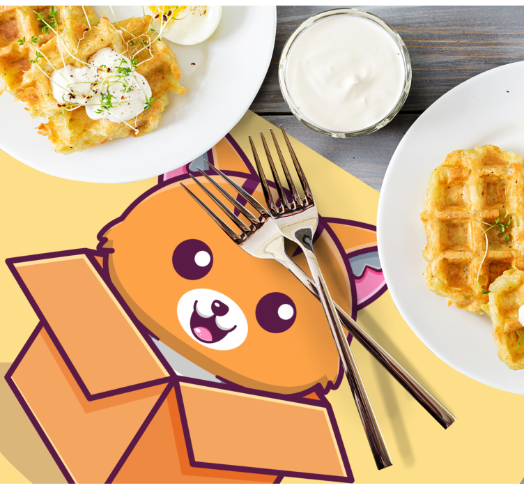 Mantel individual infantil caja de gato feliz - TenVinilo