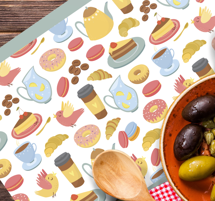 Mantel individual infantil con patrones de postres coloridos - TenVinilo